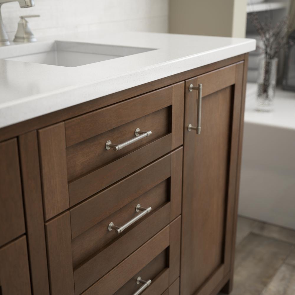 Satin Nickel "Farmhouse" Knob and Drawer Pulls - Brass Cabinet Hardware 