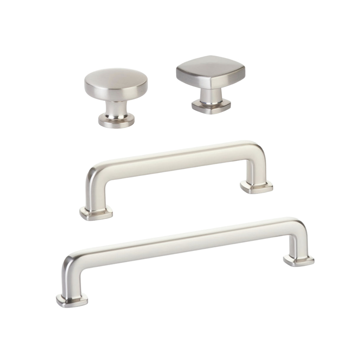 Satin Nickel "Elegance" Drawer Pulls and Cabinet Knobs - Forge Hardware Studio