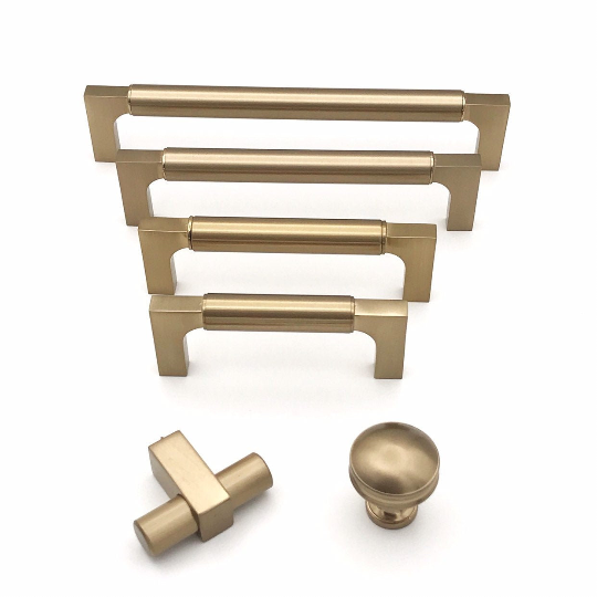 T-Bar Geo Cabinet Knobs and Drawer Pulls in Champagne Bronze