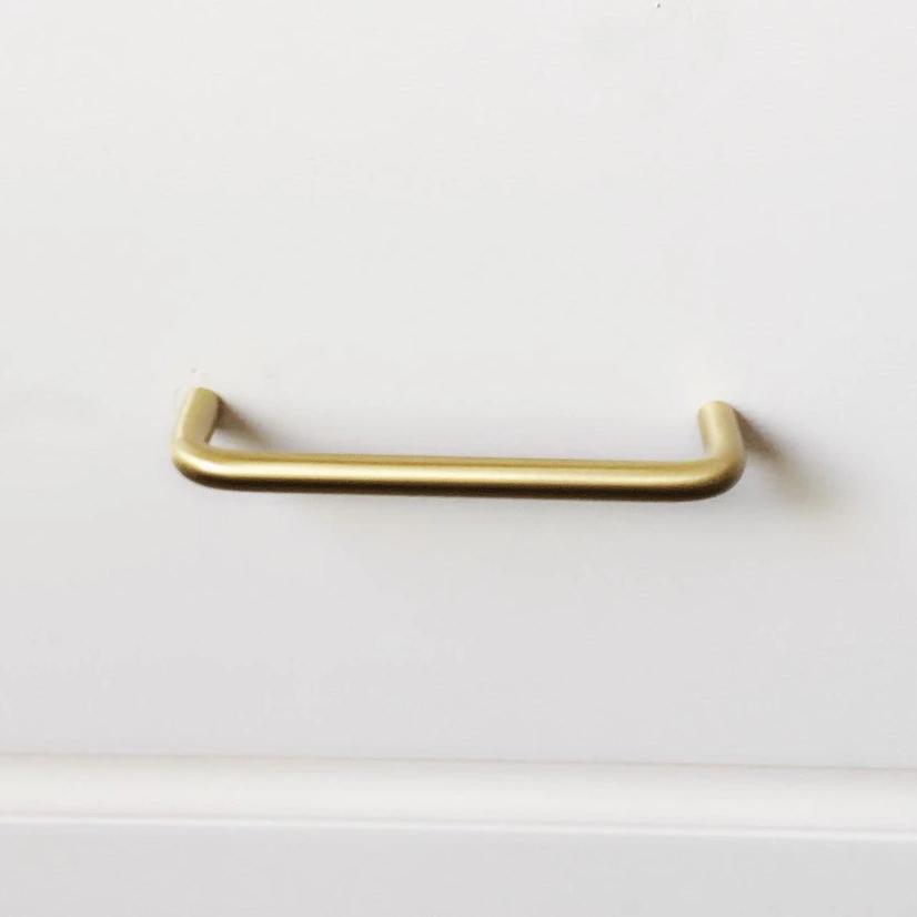 Wire Mid-Century "Peggy" Satin Brass Drawer Pulls - Brass Cabinet Hardware 