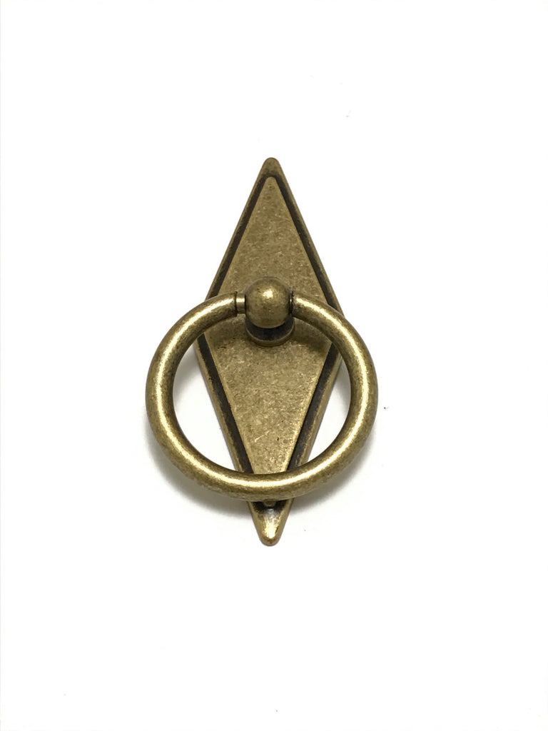 Antique Brass Rhombus Ring Drawer Pulls in Antique Brass - Brass Cabinet Hardware 