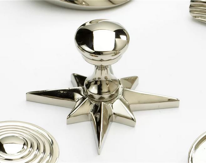 Sonata Polished Nickel 11/16" Round Knob Star Backplate - Brass Cabinet Hardware 