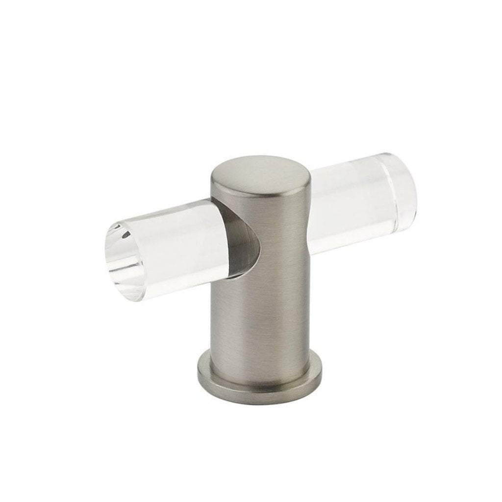 Satin Nickel and Lucite "Lumiere" Cabinet Knobs and Drawer Pulls - Brass Cabinet Hardware 