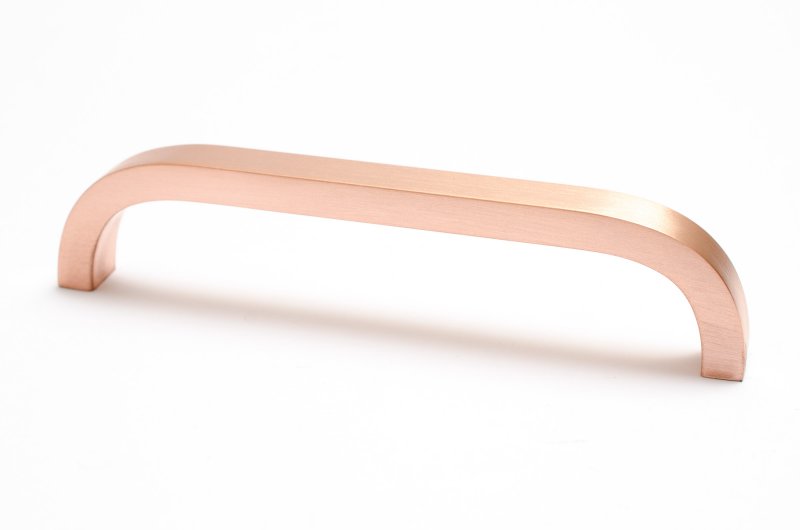 Long "Curve" Brushed Copper Cabinet Drawer Pulls and Closet Handles - Forge Hardware Studio