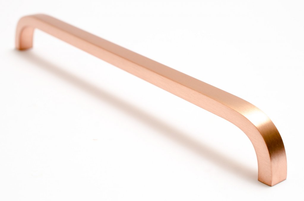 Long "Curve" Brushed Copper Cabinet Drawer Pulls and Closet Handles - Forge Hardware Studio