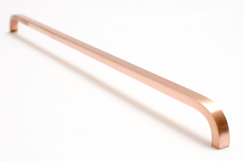 Long "Curve" Brushed Copper Cabinet Drawer Pulls and Closet Handles - Forge Hardware Studio