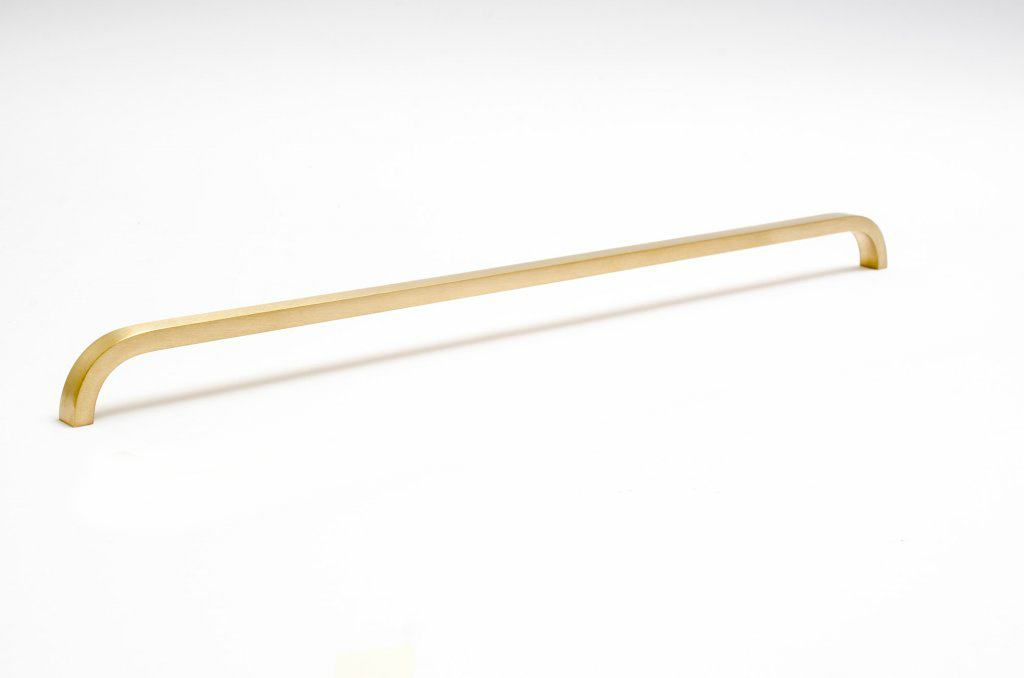 Long "Curve" Brushed Brass Unlacquered Cabinet Drawer Pulls and Closet Handles - Forge Hardware Studio