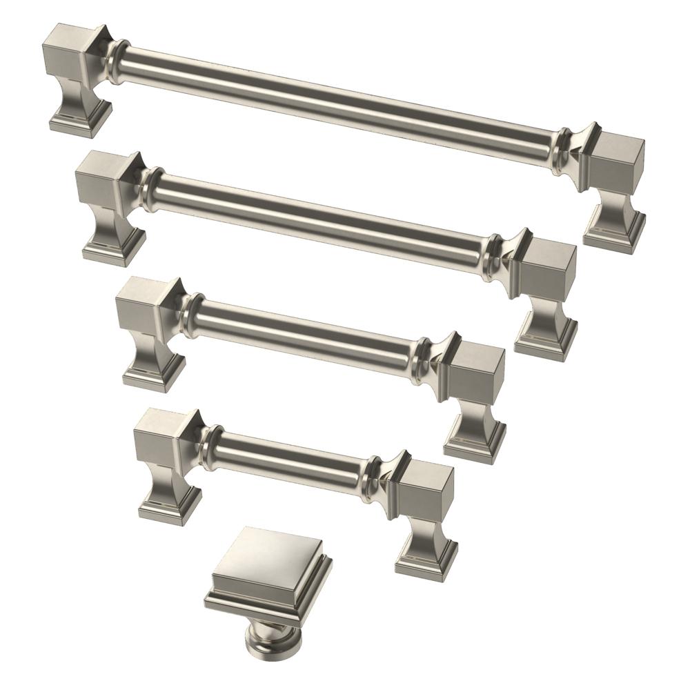 Thea Polished Nickel Drawer Pulls and Knob - Brass Cabinet Hardware 