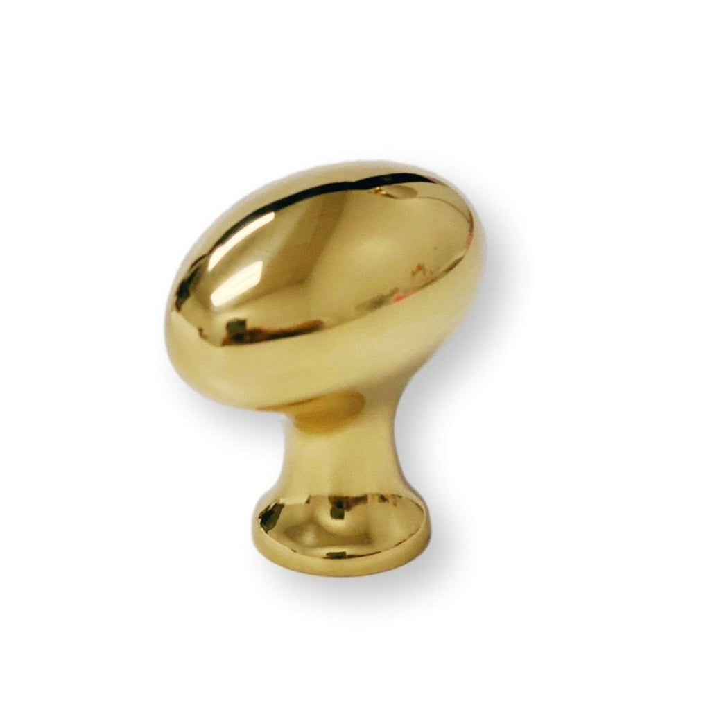 Unlacquered Brass "Heritage" Oval Cabinet Knob - Forge Hardware Studio